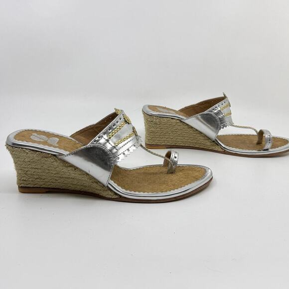 GOSSIP Silver/Gold Indian Kolhapuri Chappal Wedges - Picture 3 of 6